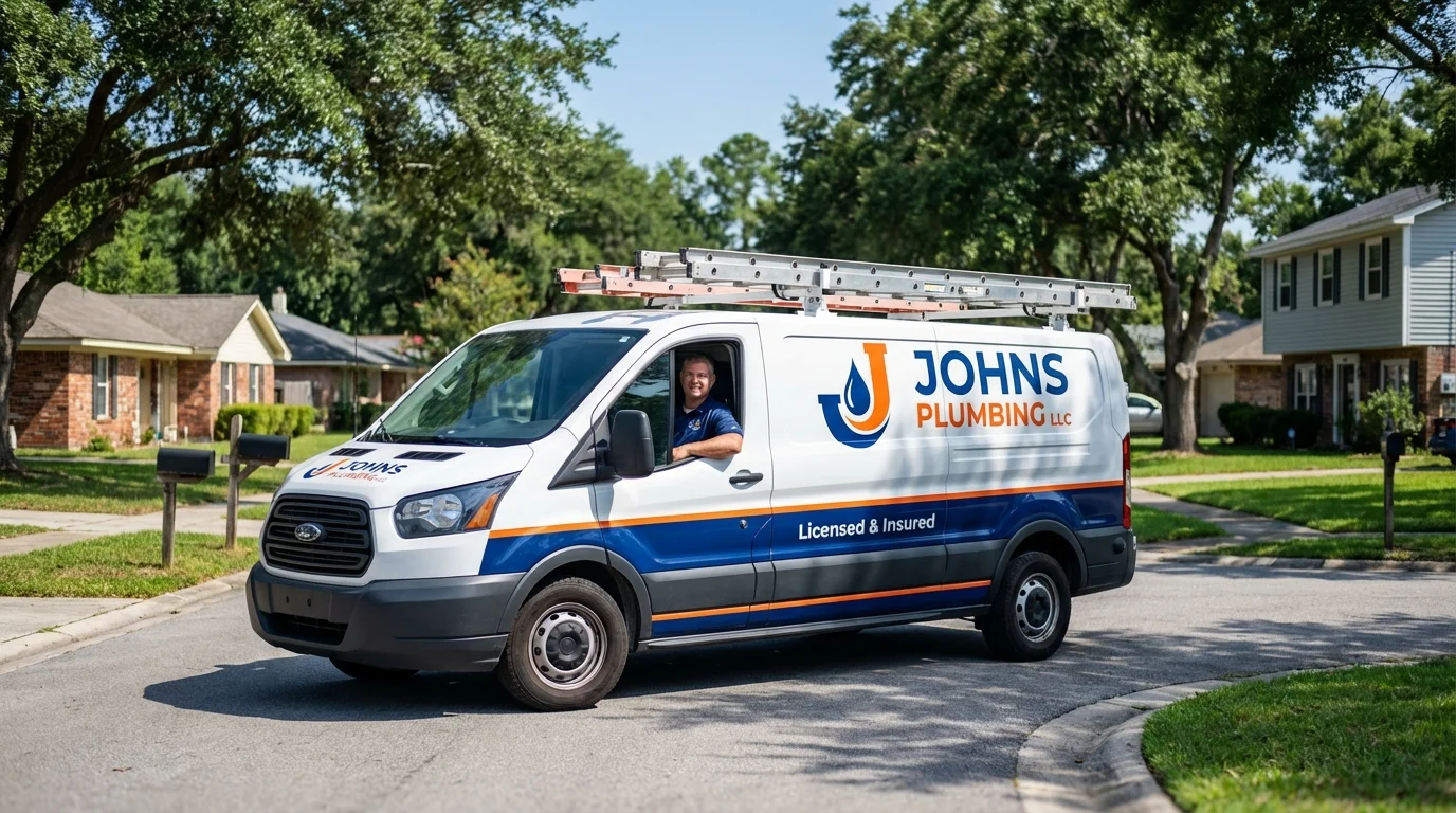 Johns Plumbing LLC service van in Arroyo Seco, NM